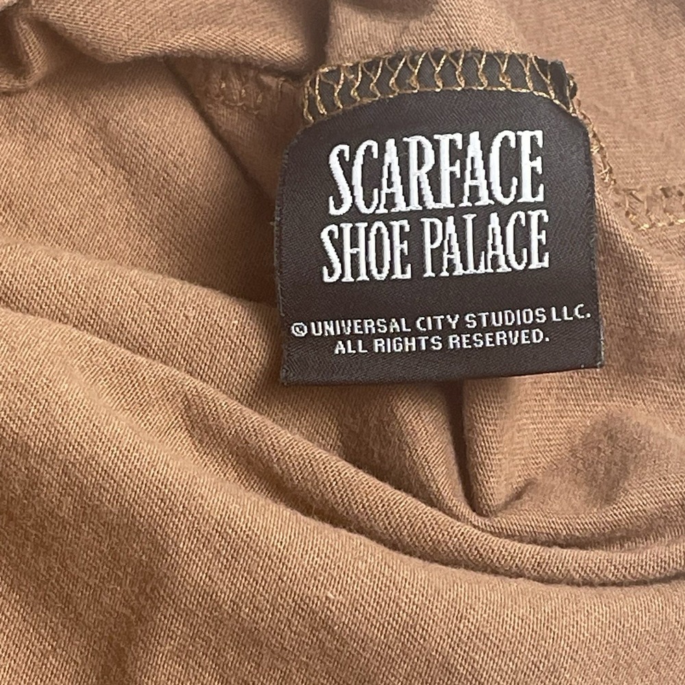 Scarface Shoe Palace Large T-Shirt Tee Brown Embroidered Pacino Montana Movie - Picture 7 of 14